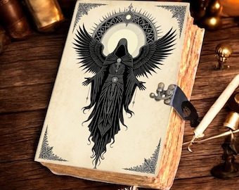 Dark Angel of Death Journal | Occult Grimoire | Book of Shadows | Mystical Winged Reaper Notebook