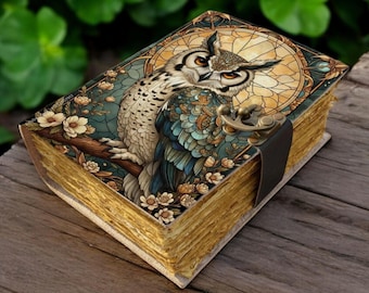 Owl Leather Grimoire Journal: Book of Shadows | Handmade Witchcraft Spell Book | Bird Notebook