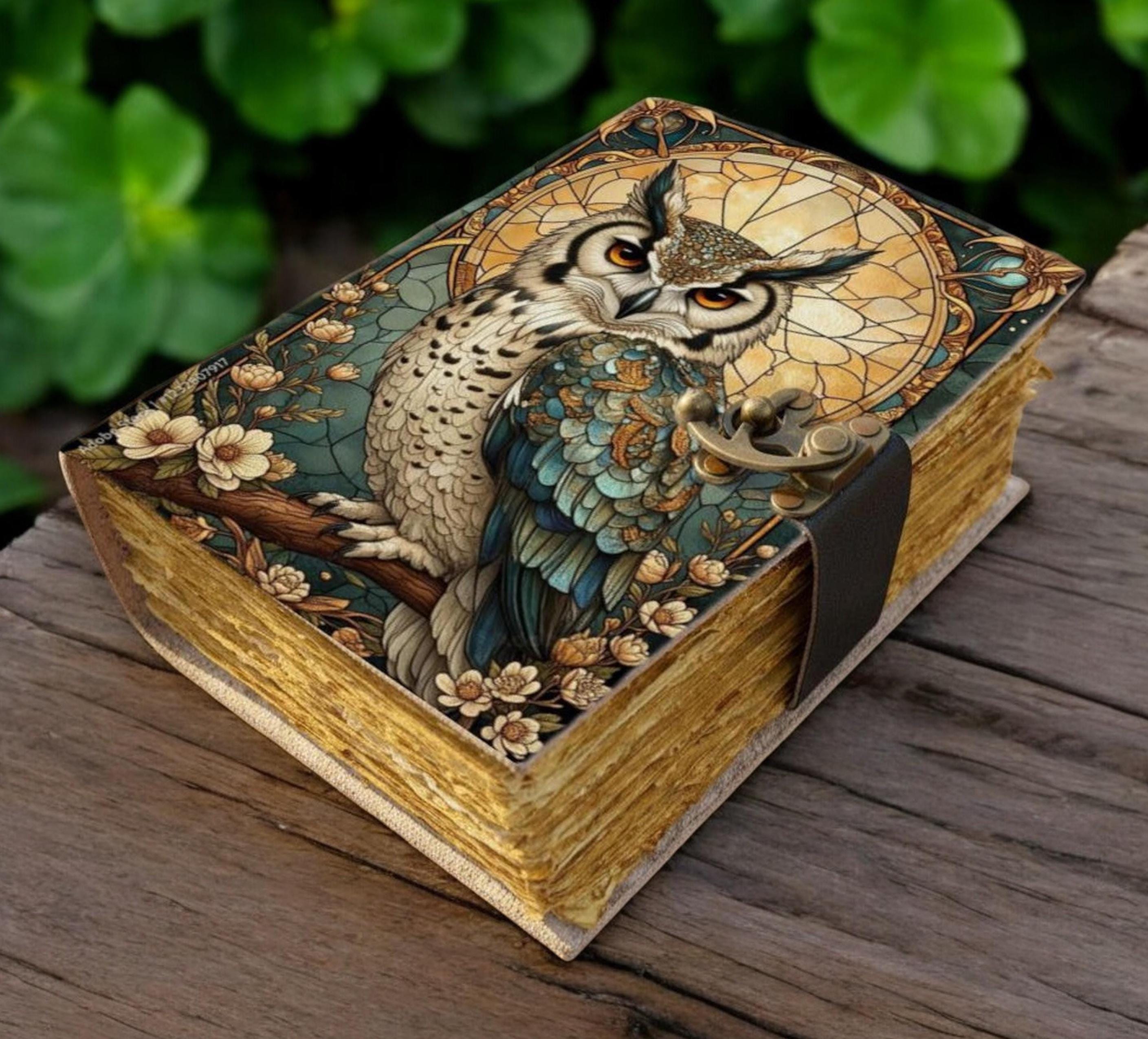 Owl Leather Grimoire Journal: Book of Shadows | Handmade Witchcraft Spell Book | Bird Notebook