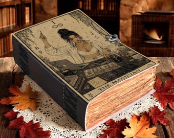 The Magician Tarot Card Leather Journal, Witch Manifestation Grimoire, Spiritual Book of Shadows