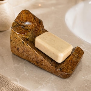 Handmade Soap Dish in Natural Soapstone, Unique Organic Bathroom Decor, Stone Soap Holder, Eco-Friendly Gift, Modern Bathroom Accessory