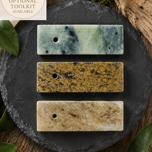 Set of 3 Soapstone Amulet Blanks with Pre-Drilled Hole –Hand-Polished Front– Carving Blanks for Runes - Optional Starter Toolkit