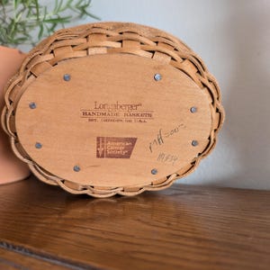 Vintage Signed Longaberger Basket 2003 | American Cancer Society Charity Basket with Lid image 2
