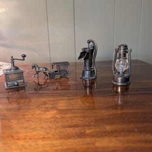 Vintage Die Cast Miniature Pencil Sharpeners | Coffee Grinder, Horse Buggy, Water Pump, Lantern