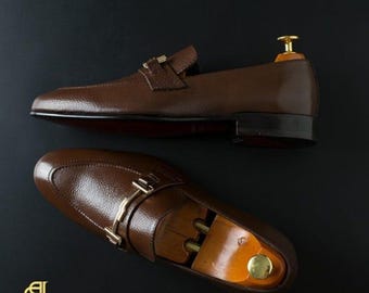 Handgefertigte Herren Mokassins aus Braunem Leder | Eleganter Slip-On-Frack