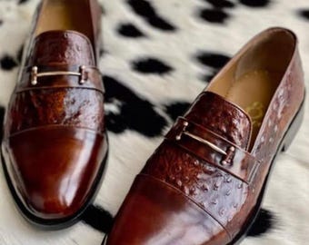 Handmade Brown Leather Loafers for Men - Luxury Genuine Leather Slip-On Dress Shoes
