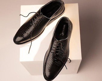 Handmade Black Leather Oxford Shoes – Men's Luxury Dress Footwear