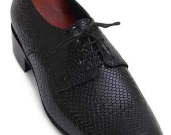 Handmade Black Textured Leather Oxford Shoes for Men | Luxury Pattern Lace-Up Dress Shoes