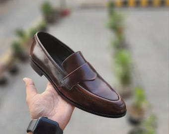 Men’s Wedding Gift – Handmade Black Leather Tassel Loafers | Bespoke Formal Dress Shoes