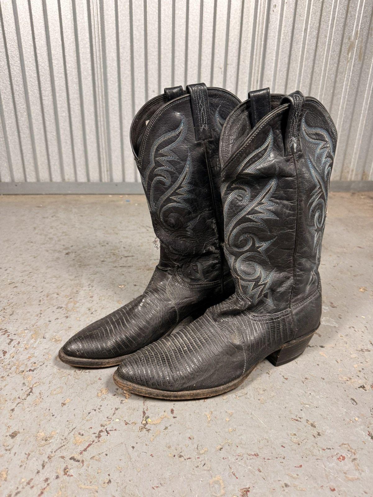 Vintage Dan Post 2350 Teju Lizard Leather Western Cowboy Boots Black Men\'s 9.5 Dan Post Men main image 3