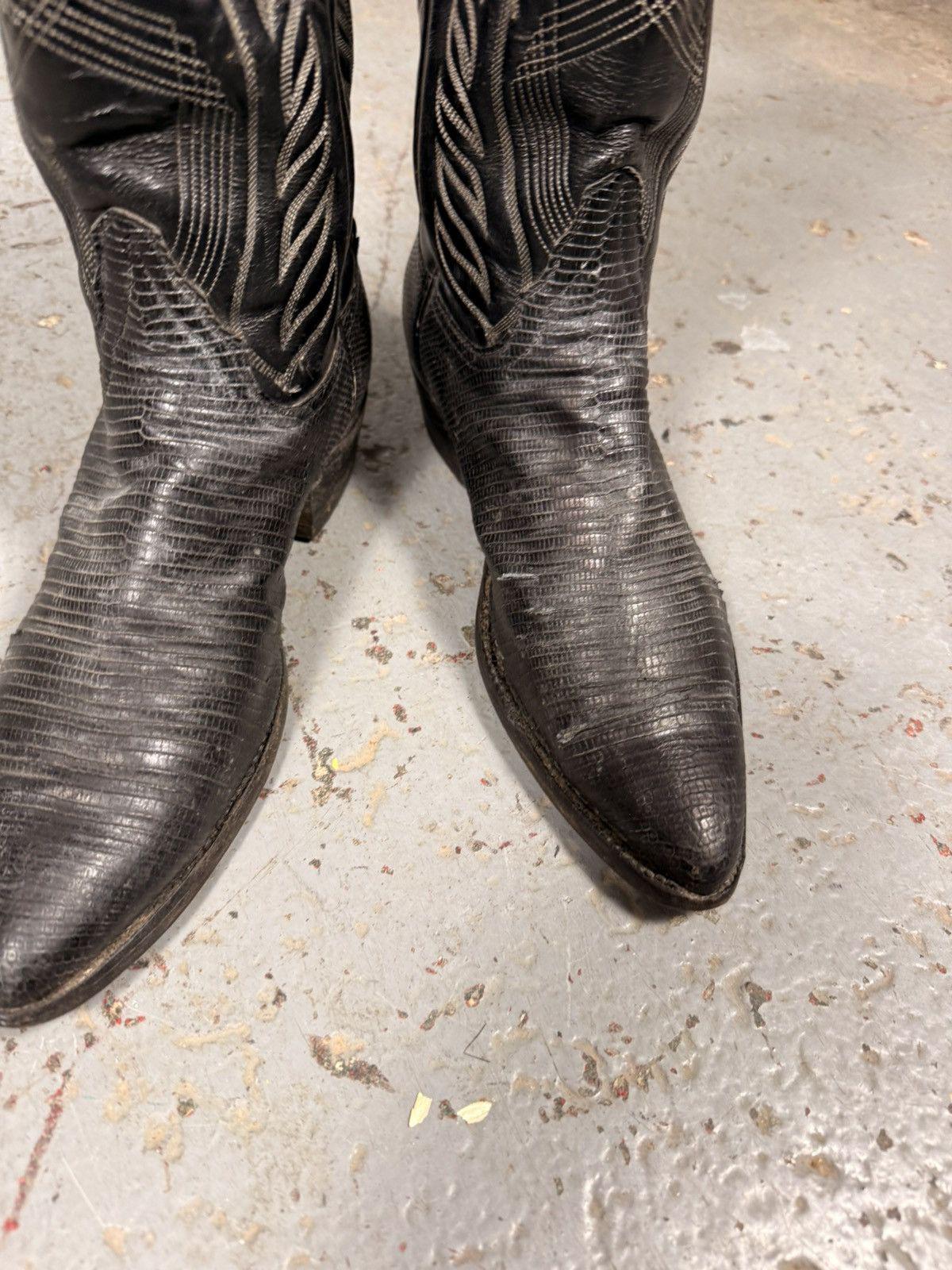 Vintage Tony Lama Size 10D Black Teju Lizard wingtips western cowboy boots TONY LAMA Black Leather Western Cowboy Boots Made in USA  main image 3