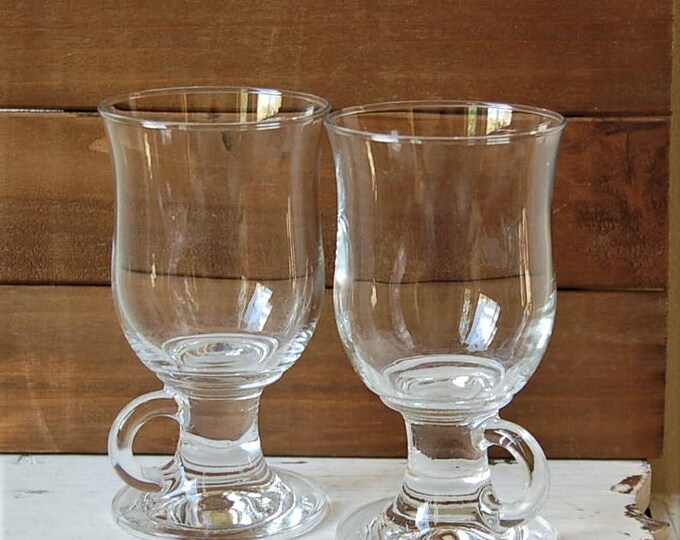 Clear Glass Irish Coffee Mugs Pedestal Set of 2 Etsy
