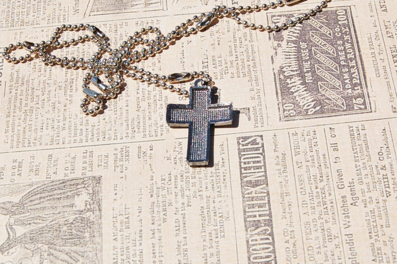 Rhinestone Cross Necklace Ball Chain | Etsy