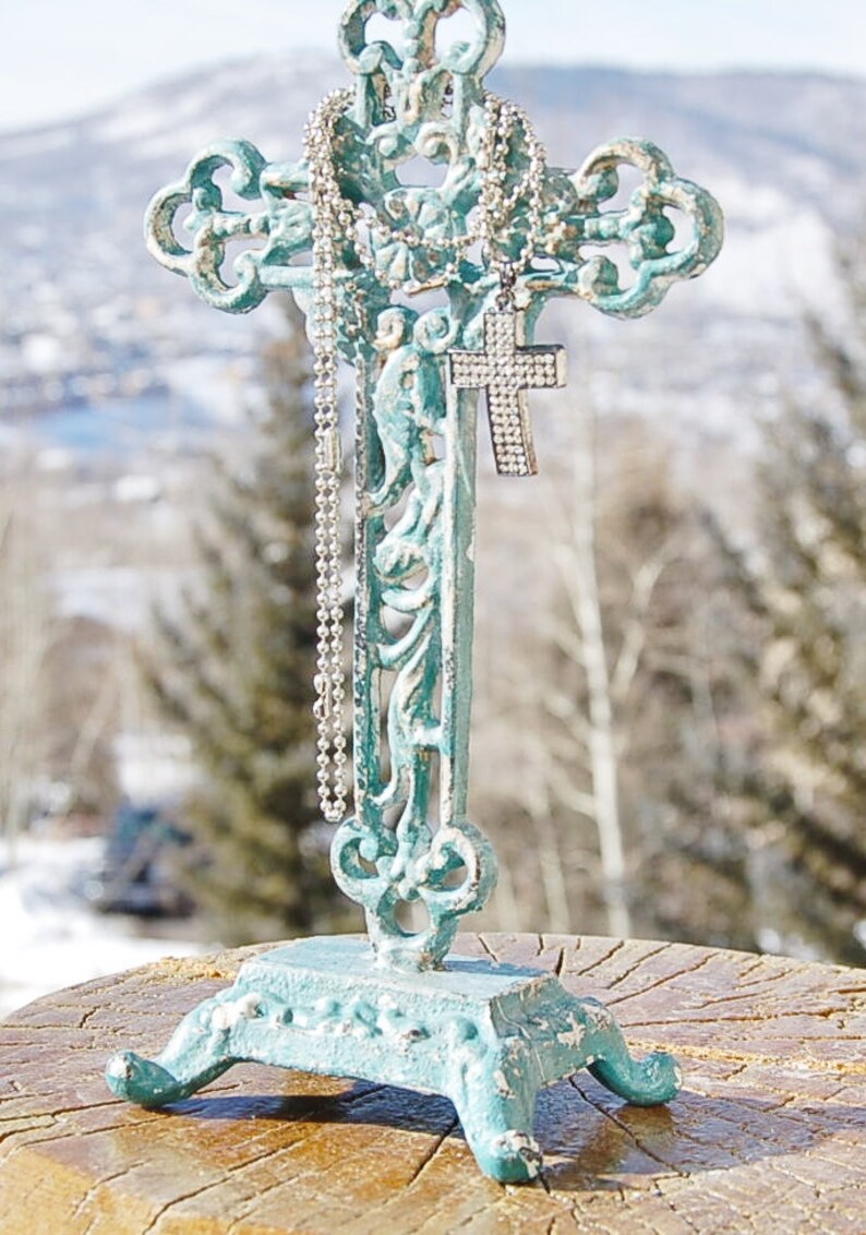 Rhinestone Cross Necklace Ball Chain Etsy