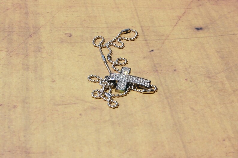 Rhinestone Cross Necklace Ball Chain Etsy