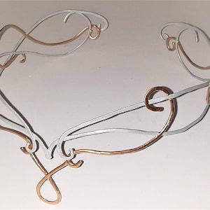 Made to Order Silver and Gold Powder Coated Copper Wedding Circlet, Celtic Bridal Headpiece, Handmade Metal Diadem