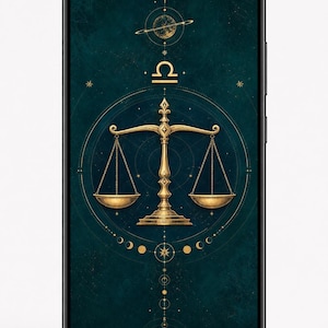 Tapeta na telefon z symbolem znaku zodiaku Wagi – pobieranie cyfrowe