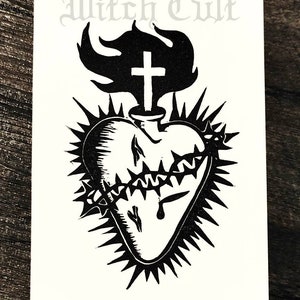 Sacred Heart Saguaro Corazón  5&quot; x 7&quot; Linocut Print