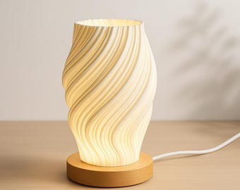 Modern Sculptural Table Lamp – Warm Ambient Light – Minimalist Bedside, Shelf & Living Room Lamp – Contemporary Home Decor