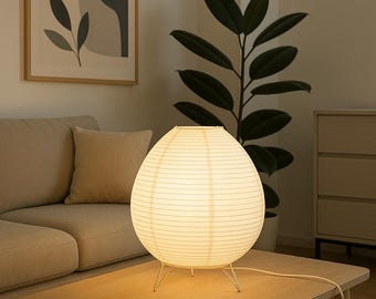 Japanese Rice Paper Lamp – Minimalist LED Table Lamp, Soft Ambient Bedside Lantern for a Cozy Home or Zen Decor