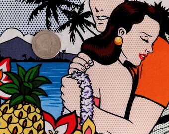 NOS home sewing is easy: part 2 hawaii quilt material pop art Roy Lichtenstein graphic Stan Lee comic book style Alexander Henry Fabrics 1yd