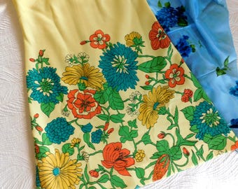 Vintage Edith Flagg 60s mod screen print sheath Crimplene A line Easter floral dress | Nantucket Daffodil Festival Carlsbad Flower Fields