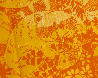 Tissu artisanal VTG Maccoons Zuzek Key West Mod des années 60 Lilly Pulitzer raton laveur robe droite wrap jupe matériau textile artisanal MCM rare BTY