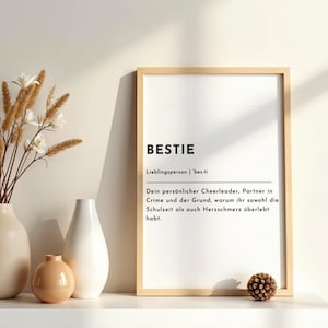 Bestie Poster – Moderne Wörterbuchkarte | Humorvolles Geschenk für beste Freundin | Printable Wanddeko zum Download