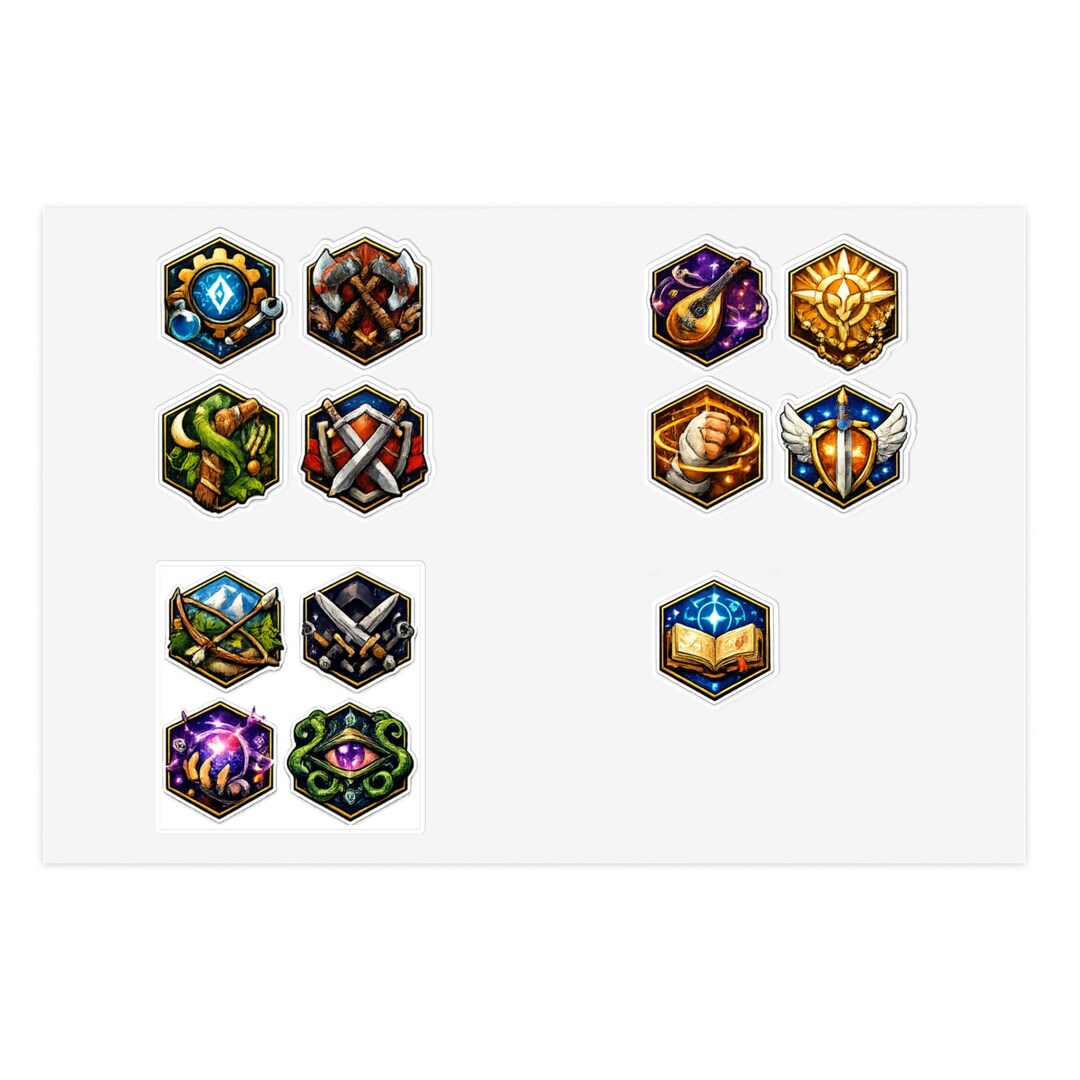 RPG Class Badge Sticker Sheet | Gaming Icon Stickers - Class Emblems - Etsy