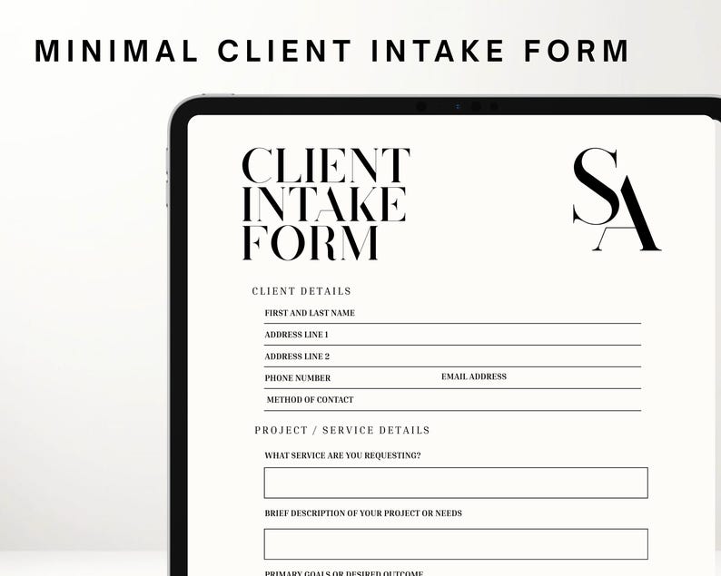 Canva Client Intake Template | Printable, Customizable, Editable | for ...