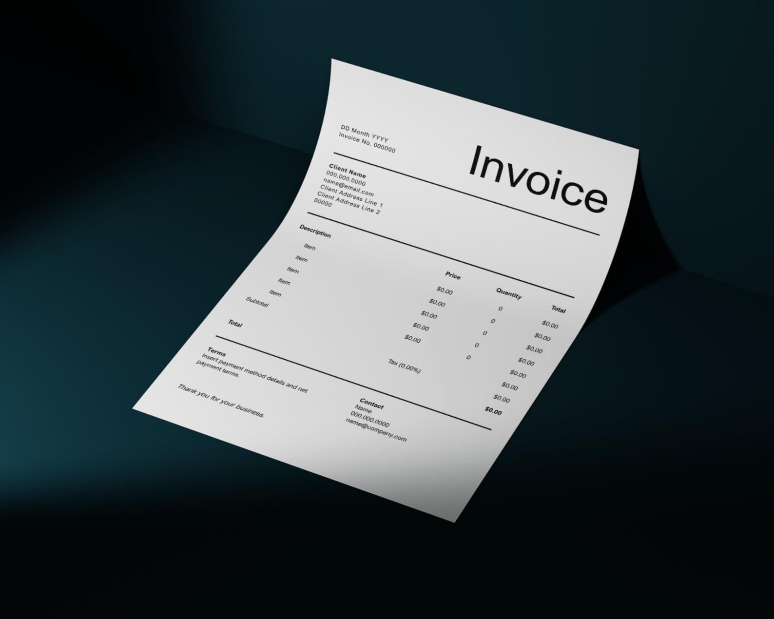 Canva Invoice Template Printable, Customizable, Editable, Fillable