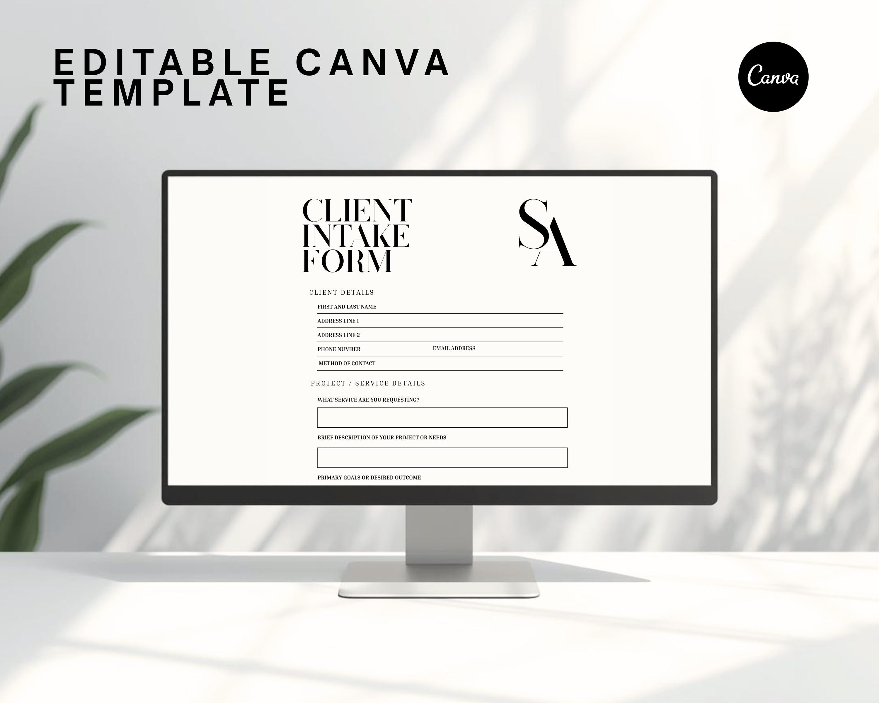 Canva Client Intake Template | Printable, Customizable, Editable | for ...