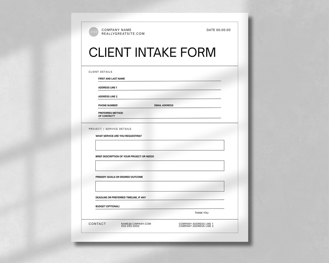 Canva Client Intake Template | Printable, Customizable, Editable | for ...