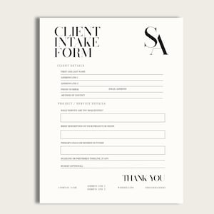 Minimalist Canva Client Intake Form | Customizable Service Provider Template (Digital Download)