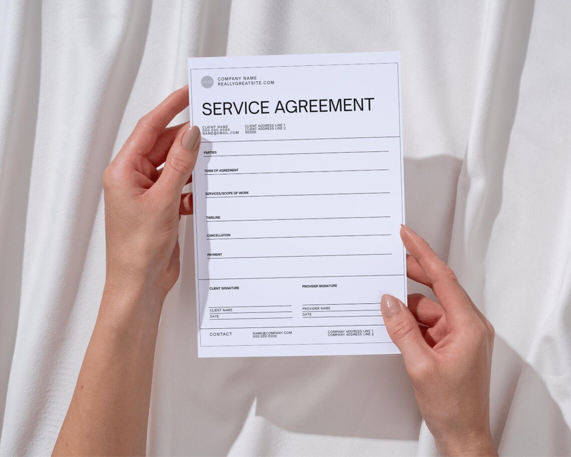 Canva Service Agreement/contract Template Printable, Customizable