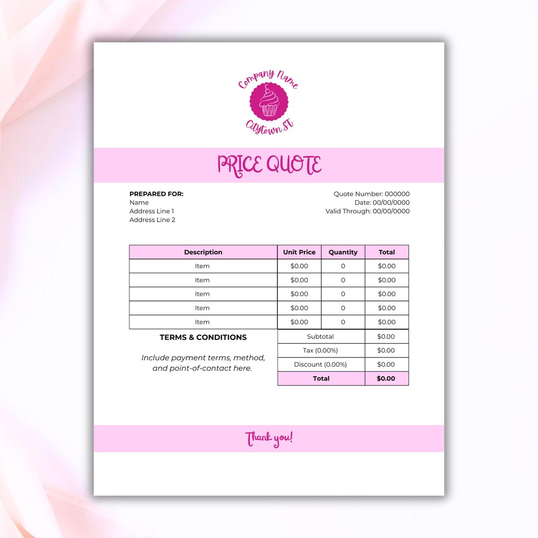 Price Quote Template | Customizable & Editable in Canva | Printable ...