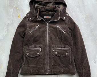Brown Corduroy Hooded Jacket Faux Fur Lined s.Oliver Utility Coat