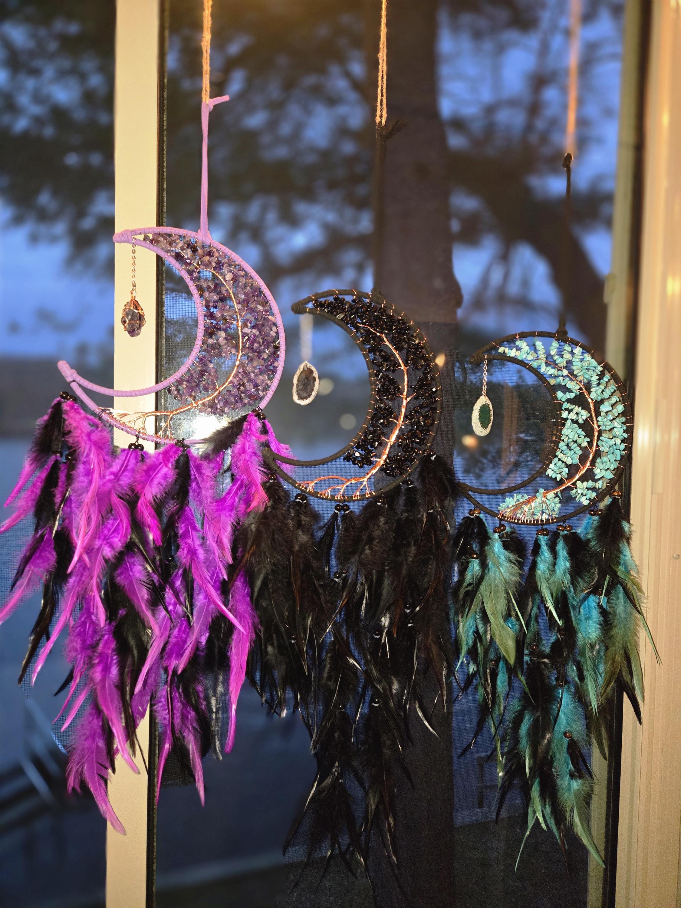 Guardian Moon Dream Catcher - Tree of Life Crystal Moon Wall Hanging ...