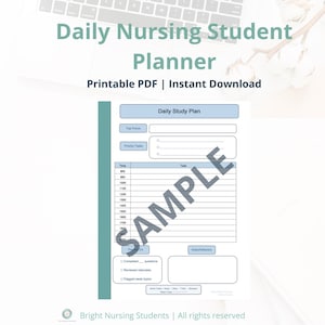 Agenda étudiant quotidien | Calendrier des études imprimable | Finales de l'école d'infirmières et préparation HESI/NCLEX | Modèle d'étude