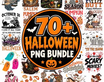 70+ Halloween PNG Bundle, Spooky Season Graphics, Sublimation Designs (Digital Download)