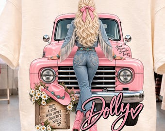 Dolly Parton Cowgirl Design, Pink Truck, Country Music (Digital Download)