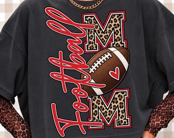 Football Mom SVG, Leopard Print Varsity Design, Game Day Shirt (Digital Download)