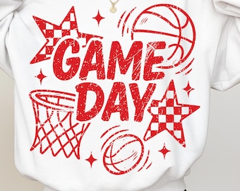 Basketball Game Day SVG – Red Retro Basketball Shirt PNG