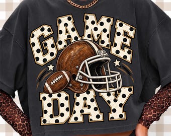 Game Day Football Helmet PNG, Polka Dot Varsity Design (Digital Download)