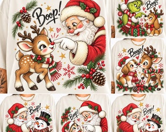 Christmas Boop PNG Bundle, Santa Reindeer Kitten (Digital Download)