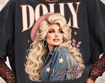 Dolly Parton Cowgirl Graphic Tee, Retro Country Music PNG (Digital Download)