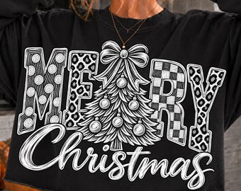 Merry Christmas Tree PNG, Polka Dots, Leopard, Buffalo Plaid (Digital Download)
