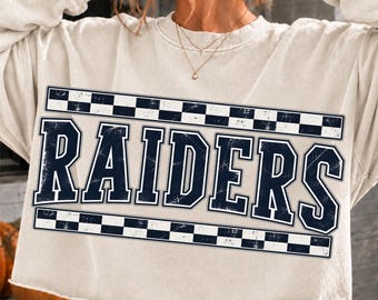 Raiders Varsity Lettering PNG, Retro Checkerboard Design (Digital Download)