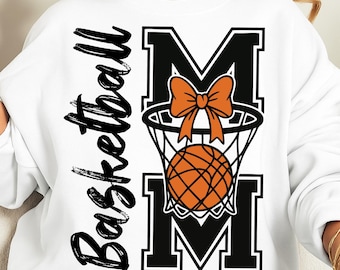 Basketball Mom SVG: Bow Hoop Varsity Shirt Design PNG (Digital Download)
