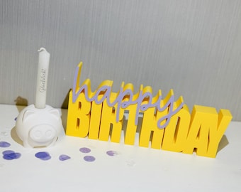 Happy Birthday lettering STL & 3MF 3D print incl. small commercial license. Good mood, happy gift.